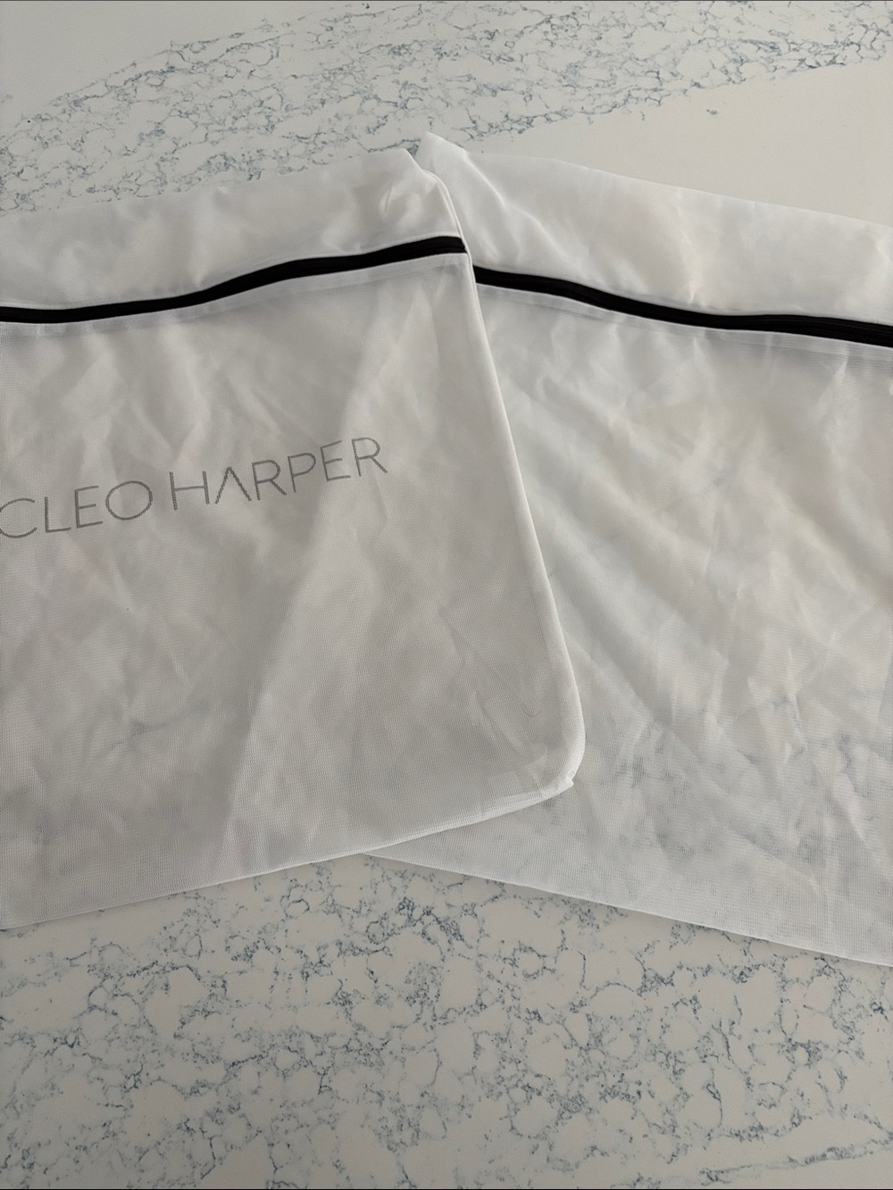 Cleo Harper White Wash Bags with Black Trim - Pair